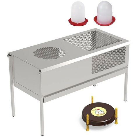 Pacchetto allevamento pulcini + mangiatoia e abbeveratoio + riscaldatore, 100x49x60 cm (1/2)