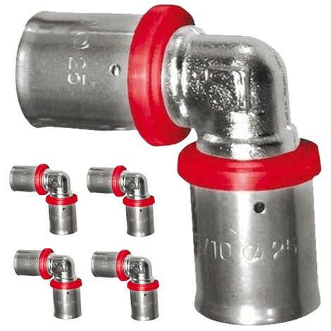 Set di 5 Gomito per tubo multistrato da 16 mm, uso con macchina crimpatrice, grigio