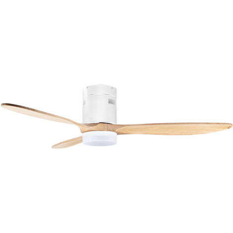 Ventilatore da Soffitto 5 Pale Legno con Lampada Luce LED e Telecomando 76cm
