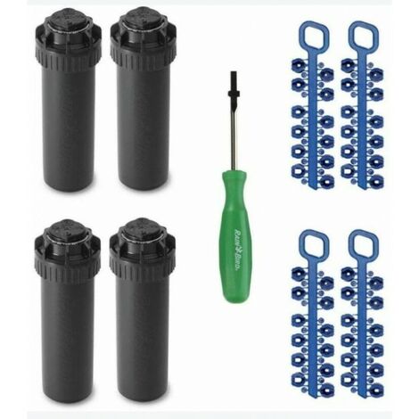Set di 4 Irrigatore Rain Bird 5004-PC 3/4'', Raggio 7,6 a 15,2 m, angolo regolabile + Accesori