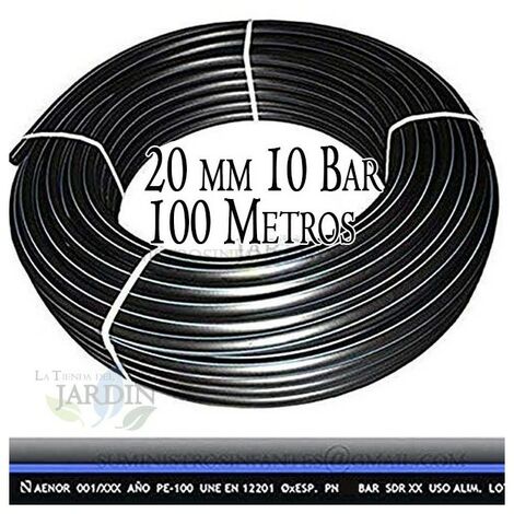 TUBO 20MM- 10BAR, 100 metri in polietilene ALIMENTARE ad alta densità.  Pressione massima di 10 BAR. Bobina da 100 METRI.