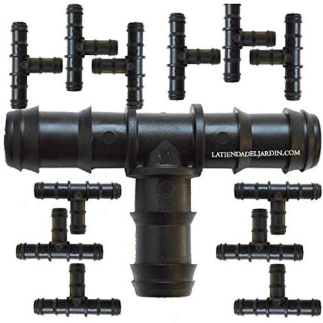 Set di 100 Te Irrigazione a goccia 16mm  Raccordo a T per tubi da 16 mm  Raccordo a T per tubo di irrigazione 16 mm nero