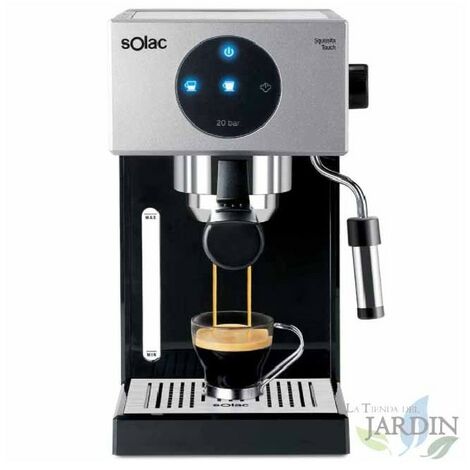 Caffettiera Espresso Solac, 1,5 l, 1050 W, portafiltro per 1 o 2 caffè.  Acciaio inossidabile.