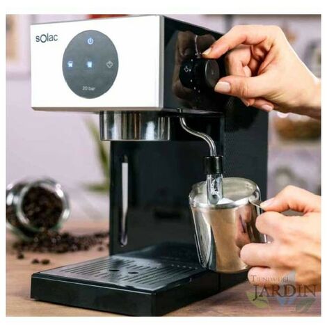 Caffettiera Espresso Solac, 1,5 l, 1050 W, portafiltro per 1 o 2 caffè.  Acciaio inossidabile.
