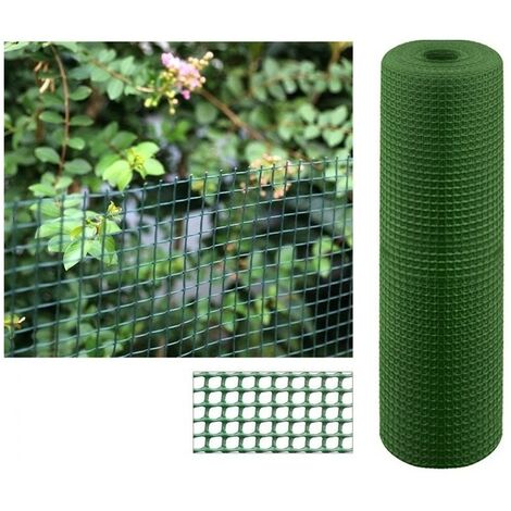 Rete in plastica quadrata per terrazze, balconi o recinzioni 1x1 cm, verde, 1 x 5 m