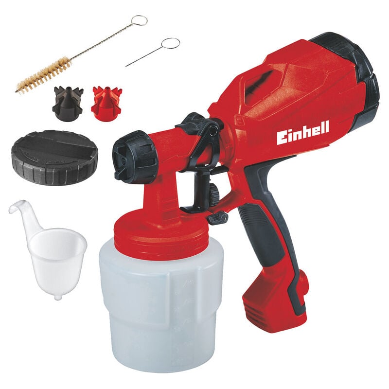 Einhell Pistolet à peinture sans fil TC-SY 18/60 Li Solo - Power X-Change  (18V, réservoir 100mL, 2 buses) Livré sans Batterie ni Chargeur