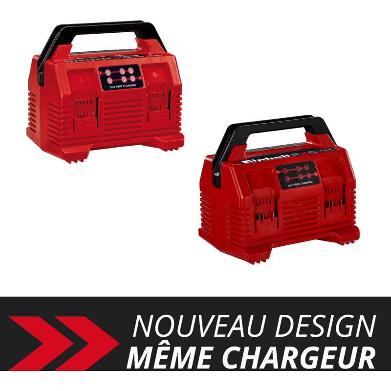 Chargeur Einhell Power X-Quattrocharger 4A – Charge 4 Batteries 18V Simultanément, LED 6 Positions