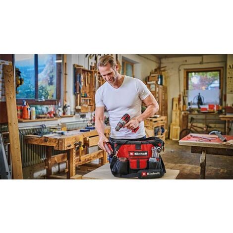 Einhell Sac à outils 45/29 (porte-outils, charge max. 20 kg, fond renforcé, sangle de transport, poignée, poches et compartiments divers)