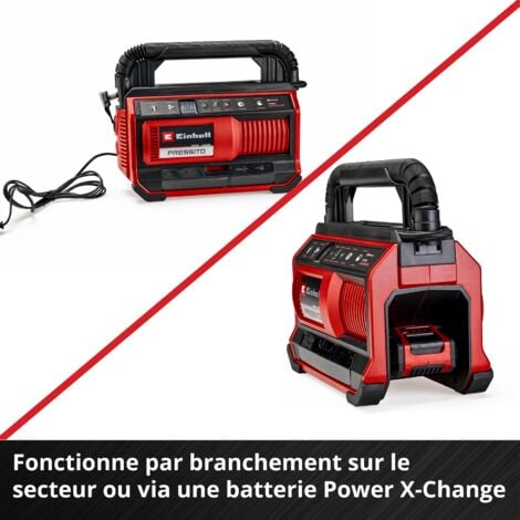 Einhell Compresseur hybride PRESSITO 18/25 Hybrid Power X-Change (18 V, 11 bar max., kit de 3 adaptateurs inclus) Livré sans Batterie ni Chargeur