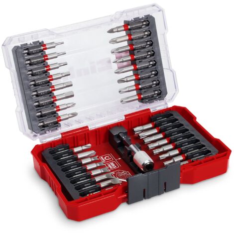 Einhell Set M-CASE Coffret de 33 embouts de vissage (embouts de 50 mm en acier S2, porte-embouts à changement rapide en acier au carbone)