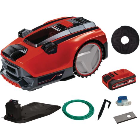 Einhell Robot Tondeuse FREELEXO CAM 500 Power X-Change (18 V, moteur Brushless, Caméra intégrée, surface de gazon max. de 500 m²) Livré avec Batterie 3,0 Ah et Chargeur
