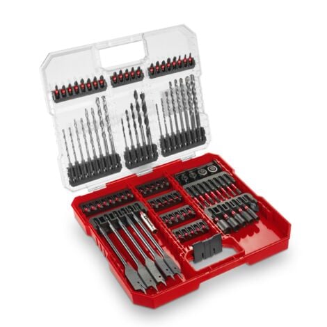 Einhell Set X-CASE Coffret de 95 embouts et de forets (embouts, divers forets, porte-embouts, clés à douille, fraises à chanfreiner, butées de perçage, clés à ergots)
