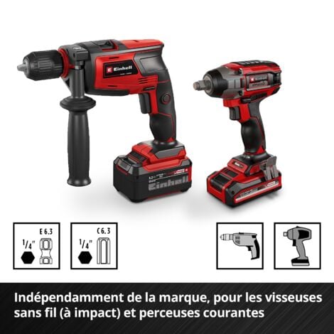 Einhell Set X-CASE Coffret de 95 embouts et de forets (embouts, divers forets, porte-embouts, clés à douille, fraises à chanfreiner, butées de perçage, clés à ergots)
