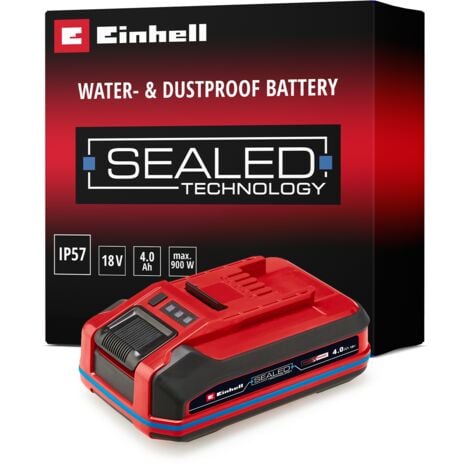 Einhell Batterie étanche 4,0 Ah SEALED Power X-Change PLUS (Lithium-Ion, 18 V, pour tous les appareils Einhell Power X-Change, Protégée contre la poussière et les jets d'eau)