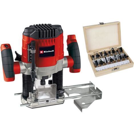 Einhell Défonceuse TC-RO 1155 Kit (1 100 watts, adaptateur d'extraction Ø 35 mm) Livré avec Accessoire et un jeu de fraisage de 15 pièces