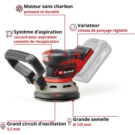 Einhell Professional Ponceuse excentrique sans fil TP-RS 18/32 Li BL-Solo Power X-Change (18 V, moteur Brushless, semelle 125 mm, papier abrasif inclus) Livré sans batterie ni chargeur