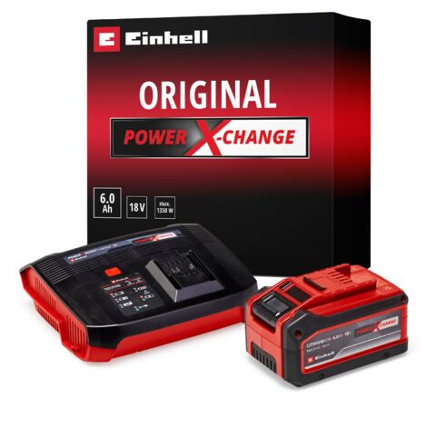 Einhell Starter Kit 6,0 Ah et Chargeur Boostcharger Power X-Change (Lithium-Ion, 18V, 1 chargeur + 1 batteries 6,0 Ah, pour tous les appareils Einhell Power X-Change)