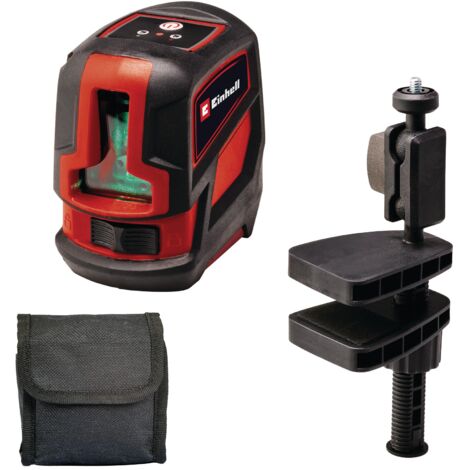 Einhell Niveau laser croix TC-LL2G (Portée max 16 m, Projection facile d'une croix laser, Niveau à bulle digital) Livré avec pince universelle et sacoche de rangement