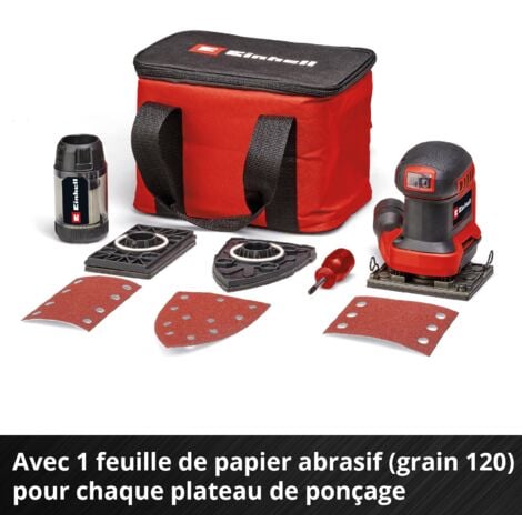 Einhell Ponceuse vibrante sans fil avec 3 plateaux interchangeables TE-OS 18/113 3X Li-Solo Power X-Change (18 V, circuit doscillation de 1,8 mm) Livré sans Batterie ni Chargeur