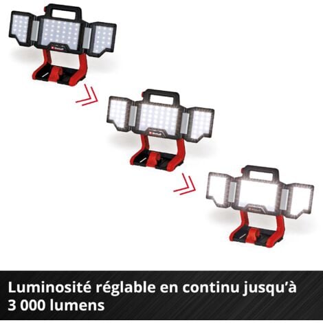 Einhell Lampe sans fil TP-CL 18/3000 Li Set-Solo Power X-Change (18 V, 3 000 lm, tête lumineuse orientable, panneaux lumineux rabattables, 60 LED, avec trépied) Livré sans Batterie ni Chargeur
