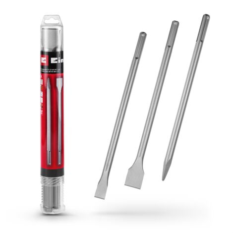 Einhell Set de 3 burins SDS Max, 400 mm (burin pointu, burin plat de 20 mm de large, burin bêche de 40 mm de large en acier 40Cr)