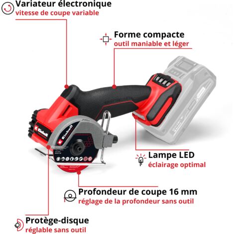 Meuleuse D'angle Sans Fil Einhell 125mm - Brushless 18V Avec Anti-redémarrage - Solo Sans Batterie