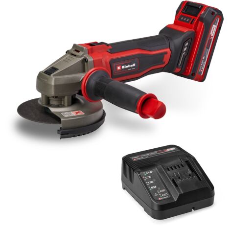 Einhell Meuleuse d’angle Ø125 mm sans fil TE-AG 18/125-2 Li (1 x 4,0 Ah) Power X-Change (18 V, profondeur de coupe 33 mm, sans disque) Livré avec Batterie 4,0 Ah et Chargeur
