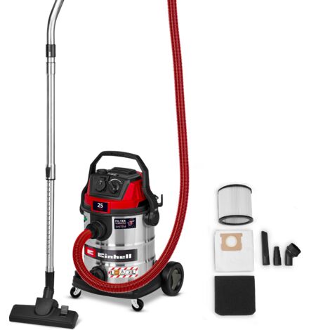 Einhell Aspirateur de chantier TC-VC 2580 SACL (1 100 W, capacité d’aspiration 200 mbar, cuve 25 l, classe de filtration L, filtre HEPA, prise asservie, avec sac et accessoires)
