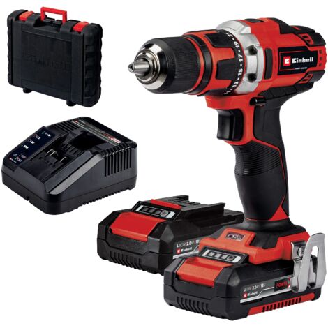 Einhell Perceuse Visseuse sans fil TE-CD 18/40-1 Li Kit PXC (18V, 40 Nm, mandrin 13 mm) Livré avec 2 Batteries 2,0 Ah et Chargeur