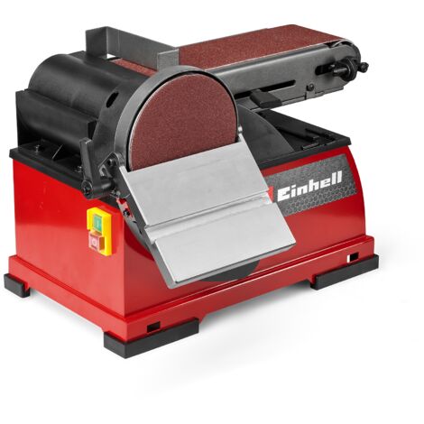 Einhell Ponceuse stationnaire à bande et à disque TE-US 400 (400 W, plateau de ponçage Ø 150 mm, bande abrasive 100 x 914 mm, vitesse max. de la bande 348 m/min, accessoires inclus)