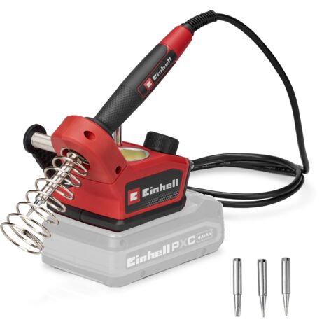 Einhell Fer à souder sans fil TE-SI 18/480 Li E-Solo PXC (18 V, 200-480 °C, écran LCD, avec 2 pannes pointues, 1 panne plate & étain) Livré sans Batterie ni Chargeur