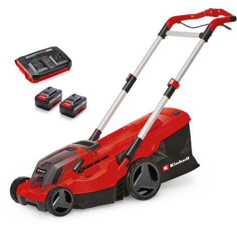 Einhell Tondeuse à gazon sans fil GP-CM 36/450 Kit PXC (36 V, Largeur de Coupe 38 cm, 450 m², Moteur Brushless, Mulching) Livré avec 2 Batteries 4,0Ah et Twincharger