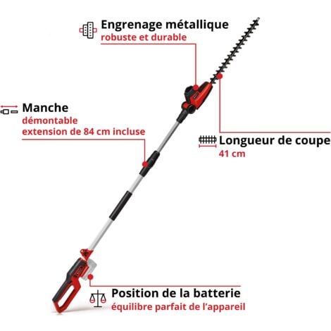 Einhell Taille-haies sur perche sans fil GC-HH 18/45 Li T-Solo Power X-Change (18 V, bloc moteur inclinable sur 7 positions) Livré sans Batterie ni Chargeur