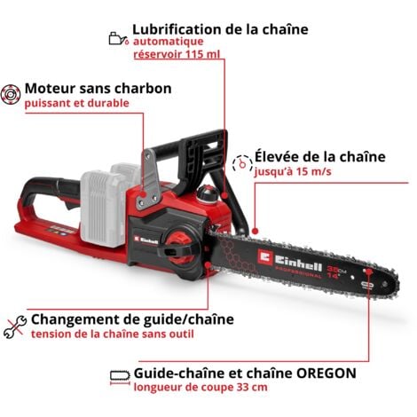 Einhell Professional Tronçonneuse sans fil GP-LC 36/35 Li- Solo Power X-Change (36V, Longueur de coupe 33cm, Vitesse de chaine 15m/s, moteur sans charbon) Livré sans Batterie ni Chargeur