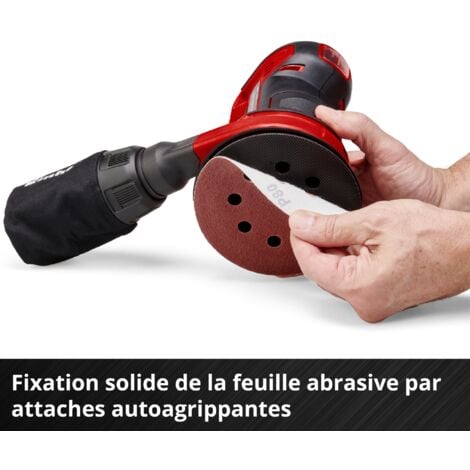 Einhell Ponceuse excentrique sans fil TE-RS 18 Li - Solo Power X-Change (18V, Variateur électronique, Système auto-agrippant, avec 1 feuille abrasive) Livré sans Batterie ni Chargeur