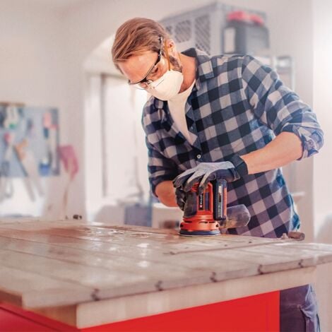 Einhell Ponceuse excentrique sans fil TE-RS 18 Li - Solo Power X-Change (18V, Variateur électronique, Système auto-agrippant, avec 1 feuille abrasive) Livré sans Batterie ni Chargeur