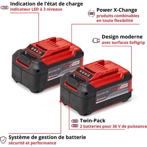 Einhell Double batterie 5,2 Ah Twinpack Power X-Change (Lithium-Ion, 18 V, pour tous les appareils Einhell Power X-Change)