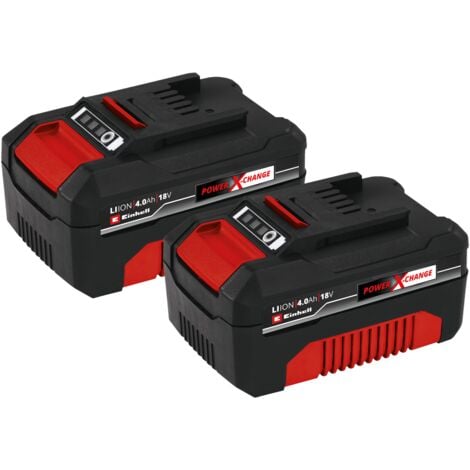 Einhell Original Double batterie 2 x 4,0Ah Twinpack - Power X-Change (18 V, 2 x 4,0 Ah, Lithium-Ion, compatible avec tous les appareils Power X-Change, système de gestion de batterie proactif)