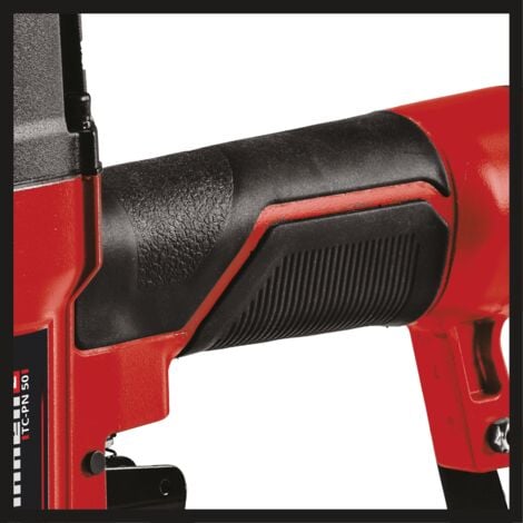 Einhell Agrafeuse pneumatique TC-PN 50 (appareil 2-en-1 combinant agrafeuse et cloueuse, avec 1 500 agrafes et 2 000 clous, burette dhuile (huile non fournie), raccord, coffret de transport)