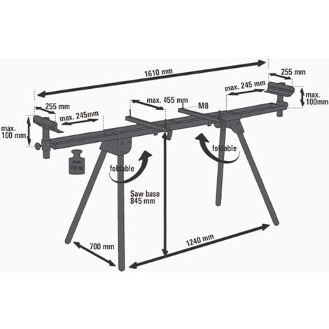 Einhell Piètement stationnaire MSS 1610 pour scies à onglet (Charge max. 100kg)