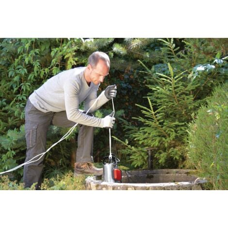 Einhell Pompe dévacuation pour eaux chargées GC-DP 9035 N (900 W, Câble dAlimentation 10 m, Corps en INOX, Poignée de Transport)