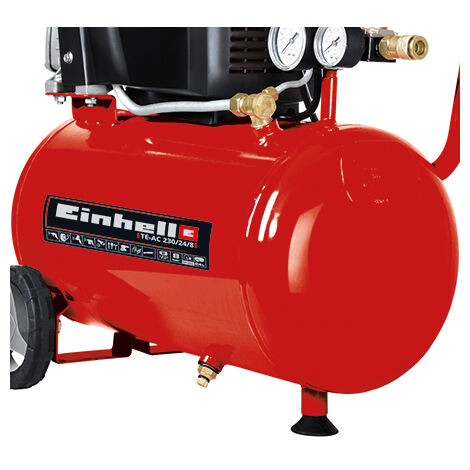 Einhell Compresseur TE-AC 230/24/8 (Puissance moteur 1500W, Capacité de la cuve : 24 L, Cuve garantie 10 ans contre la corrosion, Niveau d'huile visible)