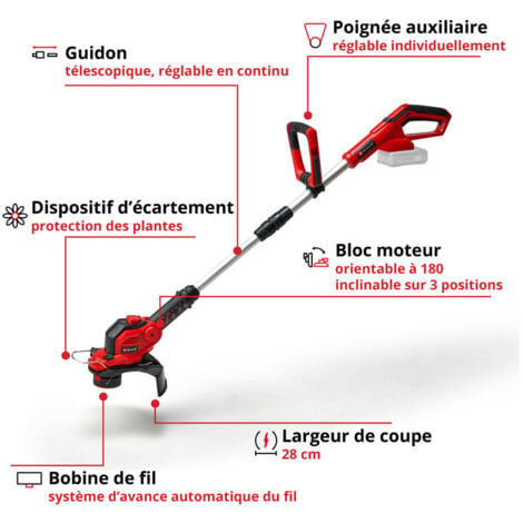 Coupe-bordure Einhell Coupe-bordures sans fil GC-CT 18/24 Li - Solo (sans  batterie ni chargeur)