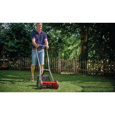 Einhell Tondeuse à gazon manuelle GC-HM 300 (jusquà 150 m², cylindre de coupe, 5 lames en acier, réglage de la hauteur de coupe sur 4 niveaux de 13 à 37 mm, bac de ramassage de 16 litres)