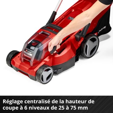 Einhell Tondeuse à gazon sans fil RASARRO 36/36 Kit Power X-Change (36V, largeur de coupe : 36 cm, surfaces jusquà 400m², Bac 45L) Livré avec 2 Batteries 3,0 Ah et 2 Chargeurs