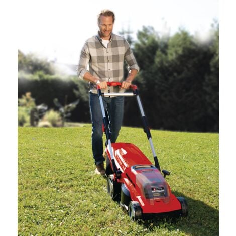 Einhell Tondeuse à gazon sans fil RASARRO 36/36 Kit Power X-Change (36V, largeur de coupe : 36 cm, surfaces jusquà 400m², Bac 45L) Livré avec 2 Batteries 3,0 Ah et 2 Chargeurs