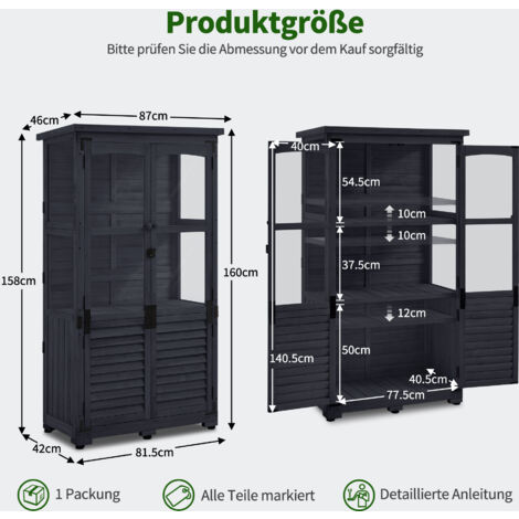 M Gartenschrank Holz, Gerätehaus Wetterfest Klein, Outdoor