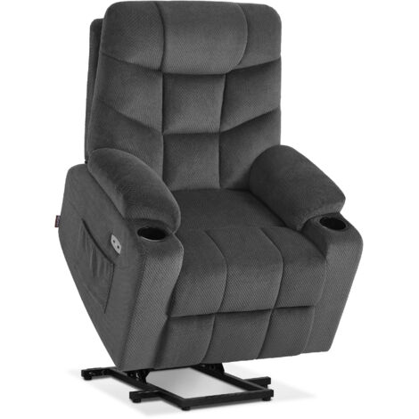 M MCombo Fernsehsessel mit Aufstehhilfe Elektrisch, Sessel mit Aufstehhilfe, fernsehsessel mit liegefunktion bis 140°, Seniorensessel für Wohnzimmer, mit USB 7286 (Stoff, Dunkelgrau) (1/5)
