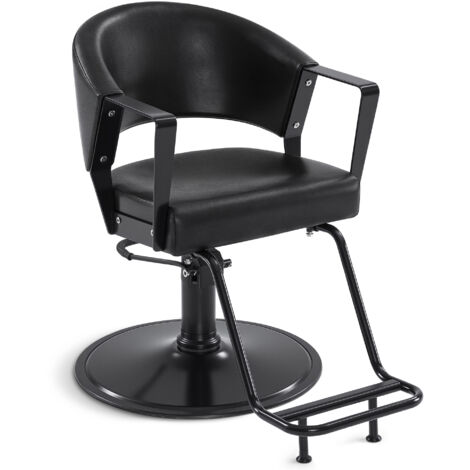 BarberPub Friseurstuhl mit Hydraulikpumpe 360° Drehbar, Friseureinrichtung Barber Chair Höhenverstellbar, Barber Stuhl Friseursessel PVC-Kunstleder Modern, 2083 (Schwarz) (1/5)