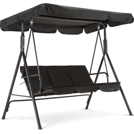 M MCombo 3-Sitzer Hollywoodschaukel, Gartenschaukel mit Verstellbares Sonnendach, Schaukelbank Outdoor, Gartenliege Wetterfest, 114 x 170 x 155 cm, Schwarz 8003